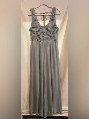 NWT Heyson Crochet Bodice Wide-Leg Jumpsuit in Sage Green Sz L